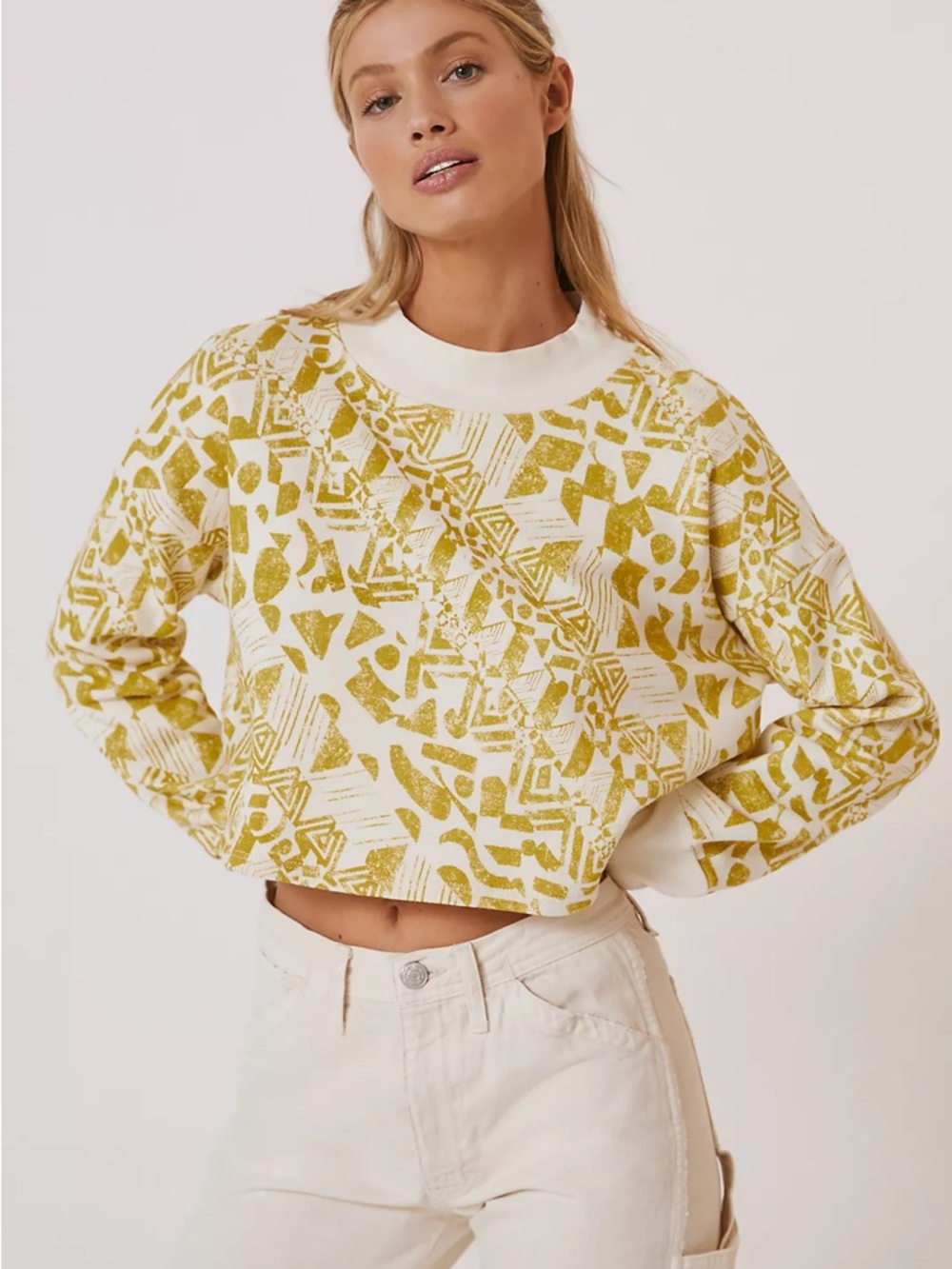 Amadi Printed Cropped Sweatshirt from Anthropologie - Size Small